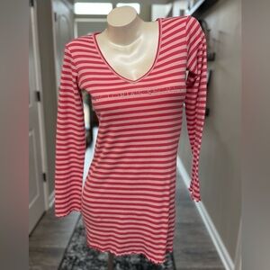 Victoria's Secret PINK Striped Sleep shirt Mini Gown Rhinestone Logo Sz S